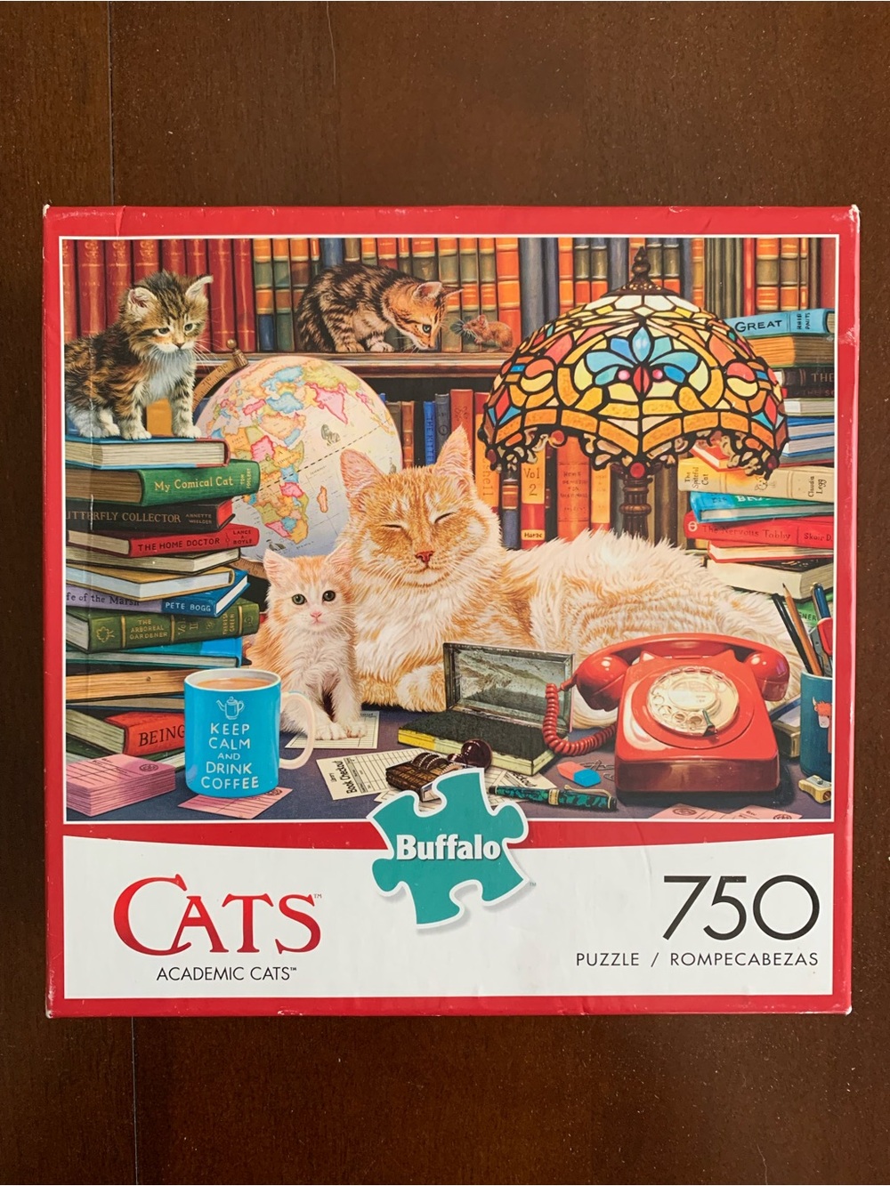 Buffalo Games Academic Cats Books Library Steve Read 750 Piece Puzzle Complete